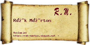 Rák Márton névjegykártya