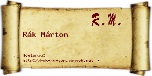 Rák Márton névjegykártya